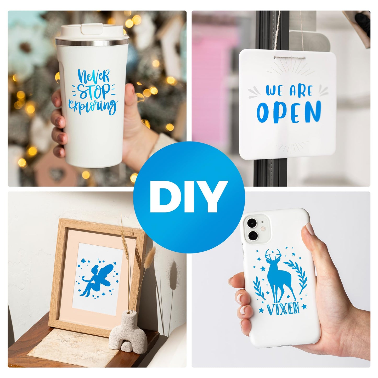 IROHTV Permanent Vinyl Blue Vinyl Roll, Compatible with Cricut-12'' x 15FT Adhesive Vinyl for Cutting Machine, DIY for Customization, Durable on Smooth Surface