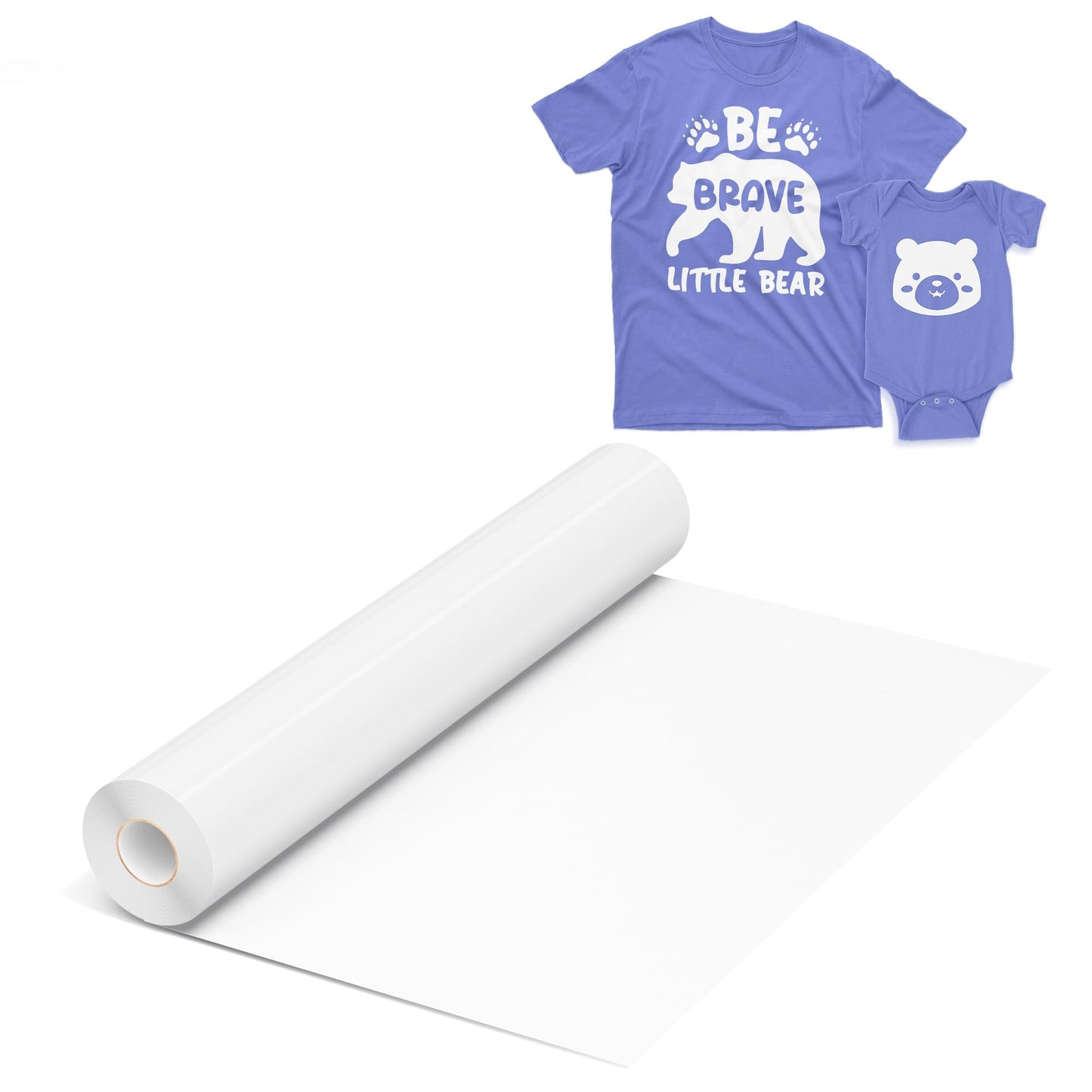 IROHTV White Heat Transfer Vinyl HTV Vinyl Roll, 12''x 10ft Iron on Vinyl for Cricut and All Cutting Machine, White Heat Press Vinyl for DIY T Shirts, Easy Cut & Weed for Heat Vinyl Transfer Design