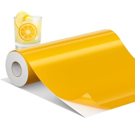 IROHTV Permanent Vinyl Yellow Vinyl Roll Compatible with Cricut-12'' x 40FT Adhesive Vinyl for Cutting Machine, DIY for Customization, Durable on Smooth Surface