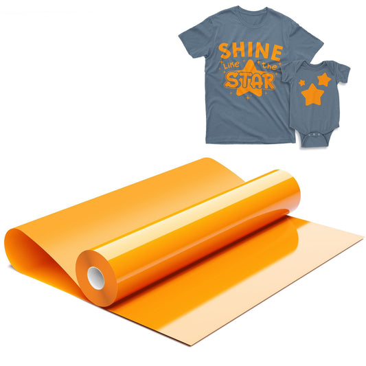 IROHTV Orange HTV Heat Transfer Vinyl, 12'' x 10ft Iron on Vinyl Compatible with Cricut All Cutter Machine, Heat Vinyl Roll for T Shirts, HTV Heat Press Vinyl-Easy to Cut &Weed