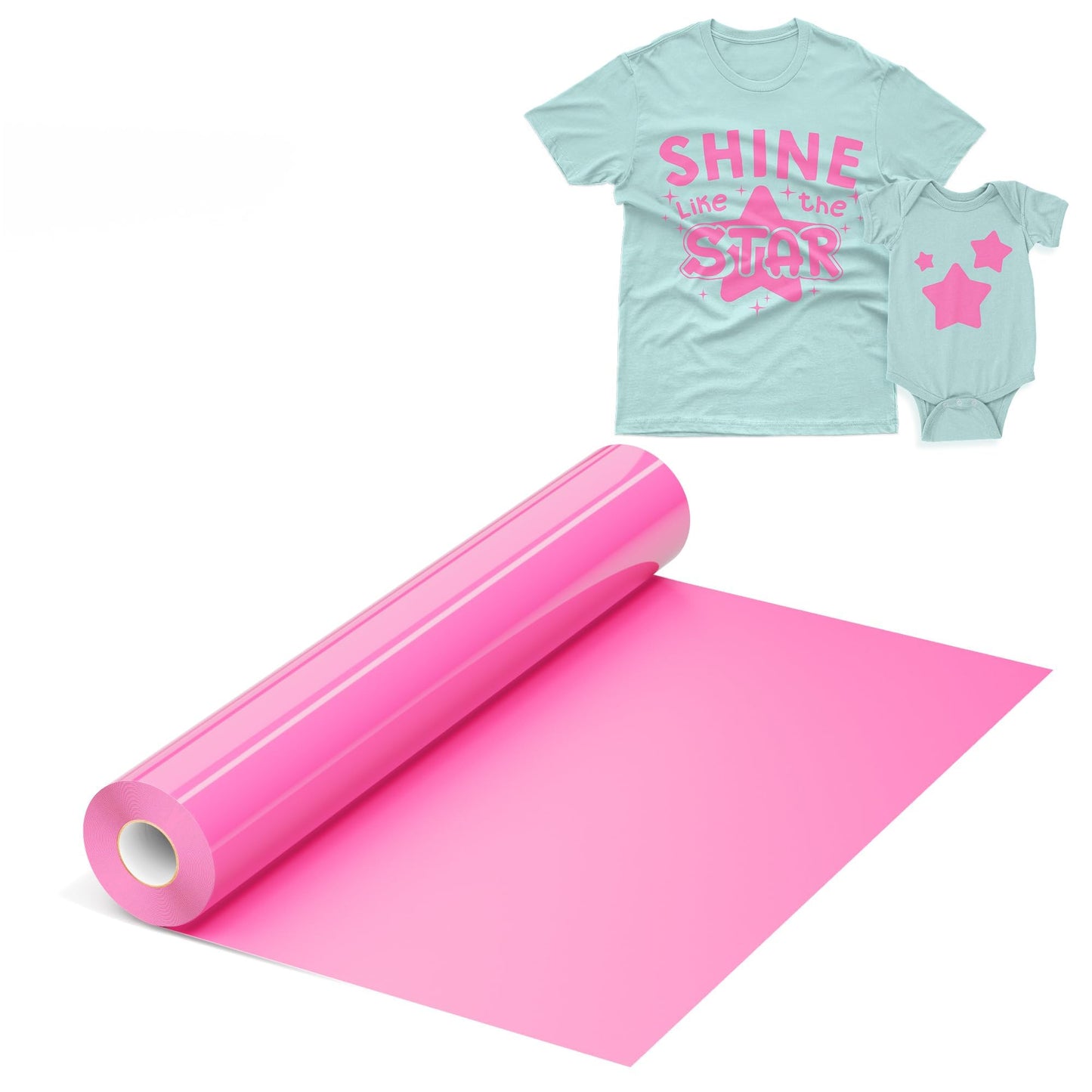 IROHTV Pink HTV Heat Transfer Vinyl, 12''x 10ft Iron on Vinyl Compatible with Cricut All Cutter Machine, Heat Vinyl Roll for for DIY T Shirt, HTV Heat Press Vinyl -Easy to Cut &Weed