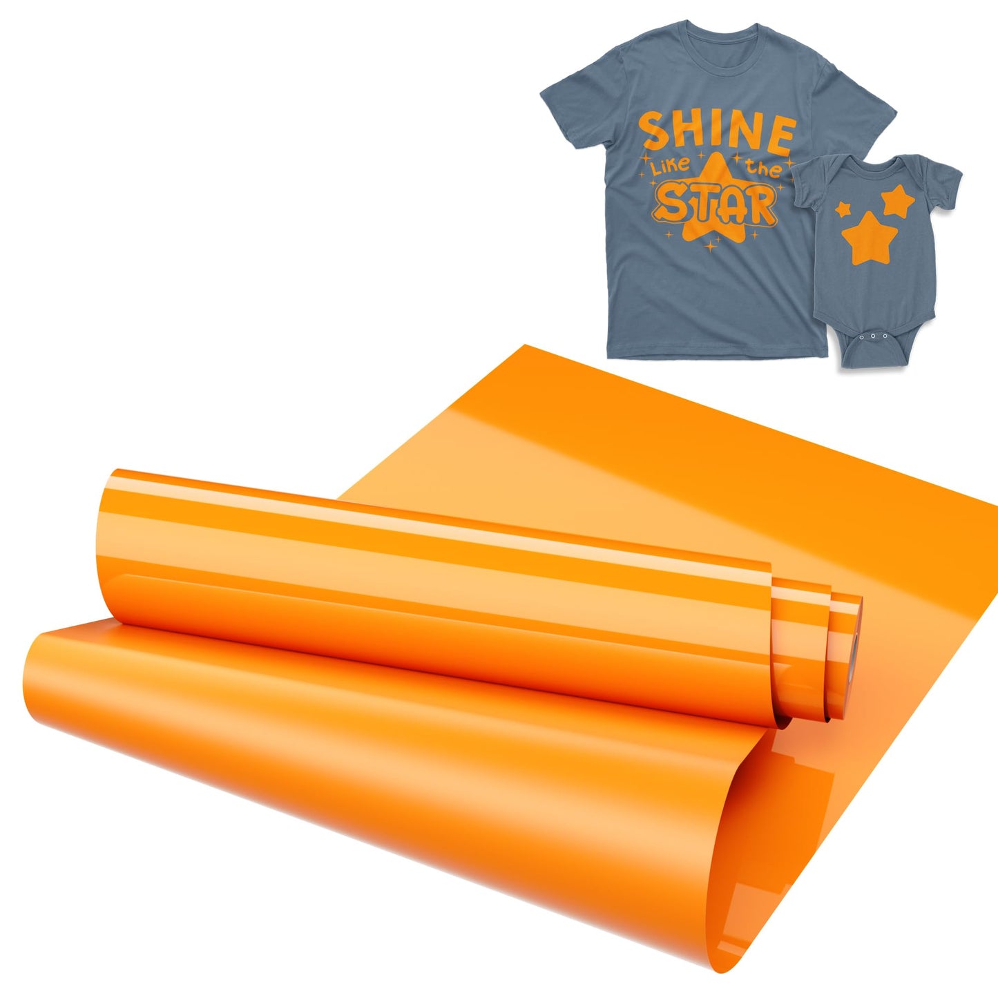 IROHTV Heat Transfer Sport Vinyl HTV Vinyl Roll, 12''x 15ft Iron on Vinyl for Cricut and All Cutting Machine, Heat Press Vinyl for T Shirts, Easy Cut & Weed for Heat Vinyl Transfer Design, Orange