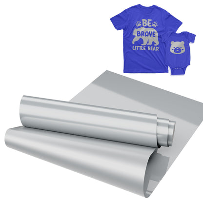 IROHTV Silver Heat Transfer Sport Vinyl HTV Vinyl Roll, 12''x 15ft Iron on Vinyl for Cricut and All Cutting Machine, Silver Heat Press Vinyl for T Shirts, Easy Cut & Weed for Heat Vinyl Transfer