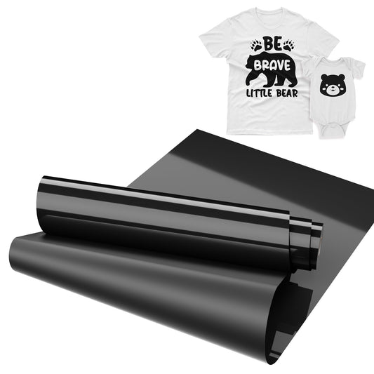 IROHTV Black Heat Transfer Vinyl, 12'' x 15ft Black HTV, Iron on Vinyl for Shirts Suitable Fabrics, Heat Press Vinyl for Cricut All Cutter Machine, Easy Weeding HTV Vinyl Roll for Heat Vinyl Design