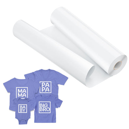 IROHTV White HTV Heat Transfer Vinyl, 12''x 25ft Iron on Vinyl for Cricut All Cutter Machine, Heat Vinyl Roll for T Shirts, HTV Vinyl-Easy Cut & Weed for Heat Vinyl Design