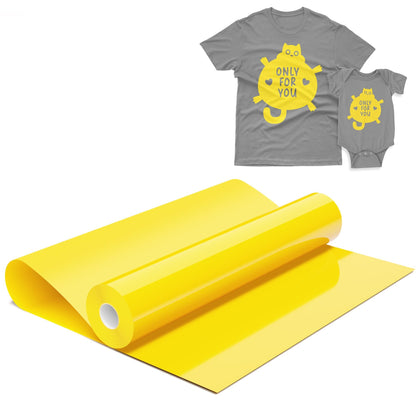 IROHTV Yellow HTV Heat Transfer Vinyl, 12'' x 10ft Iron on Vinyl Compatible with Cricut All Cutter Machine, Heat Vinyl Roll for T Shirts, HTV Heat Press Vinyl-Easy to Cut &Weed