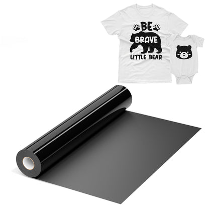 IROHTV Black Heat Transfer Vinyl, 12''x 10ft Black HTV, Iron on Vinyl for Shirts Suitable Fabrics, Heat Press Vinyl for Cricut All Cutter Machine, easy weeding HTV Vinyl Roll for Heat Vinyl Design