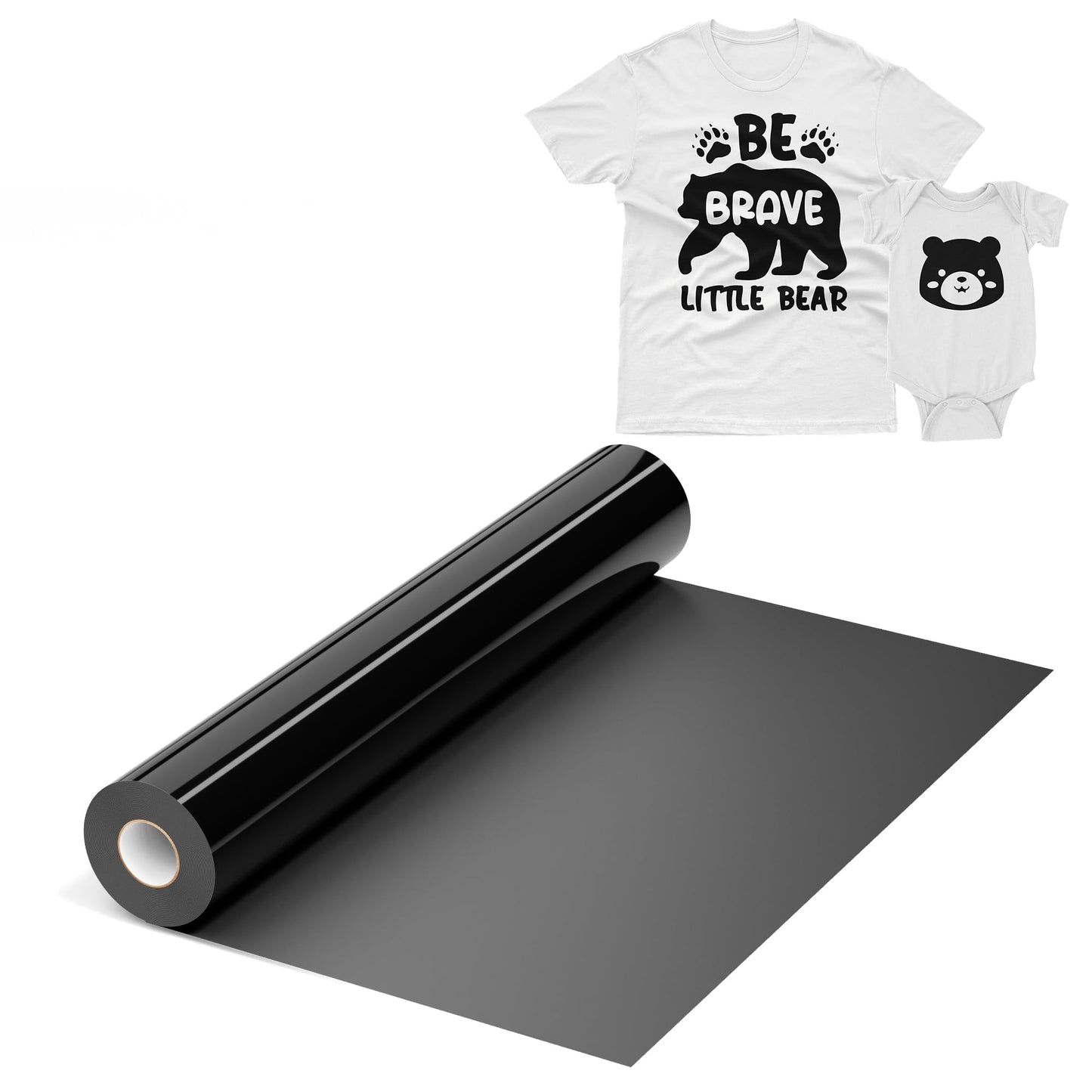 IROHTV Black Heat Transfer Vinyl HTV Vinyl Roll, 12''x 10ft Iron on Vinyl for Cricut and All Cutting Machine, Black Heat Press Vinyl for DIY T Shirts, Easy Cut & Weed for Heat Vinyl Transfer Design