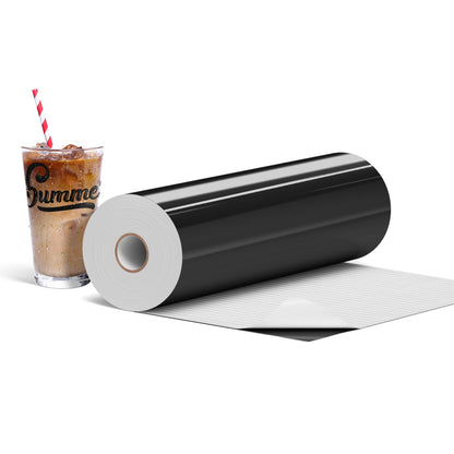 IROHTV Permanent Vinyl Black Vinyl Roll Compatible with Cricut-12'' x 50FT Adhesive Vinyl for Cutting Machine, DIY for Customization, Durable on Smooth Surface