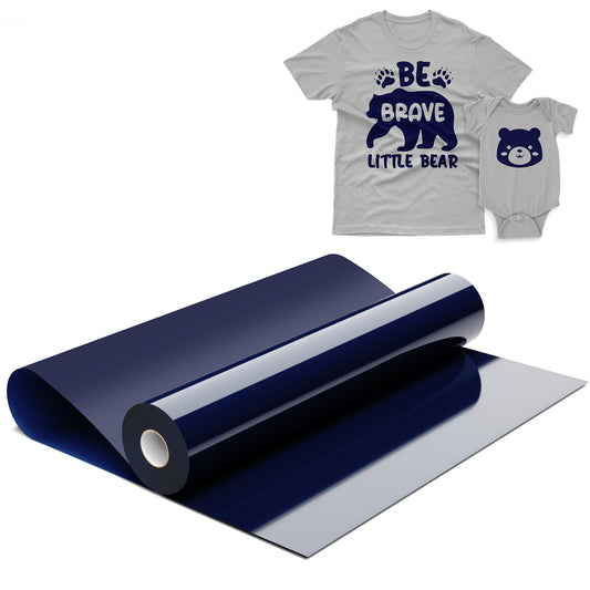 IROHTV Blue HTV Heat Transfer Vinyl, 12'' x 10ft Iron on Vinyl Compatible with Cricut All Cutter Machine, Heat Vinyl Roll for T Shirts, HTV Heat Press Vinyl-Easy to Cut &Weed(Navy Blue)