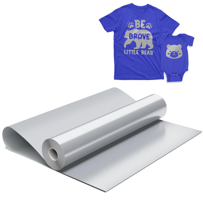 IROHTV Silver HTV Heat Transfer Vinyl, 12'' x 10ft Iron on Vinyl Compatible with Cricut All Cutter Machine, Heat Vinyl Roll for T Shirts, HTV Heat Press Vinyl-Easy to Cut &Weed