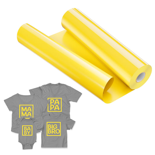 IROHTV Yellow HTV Heat Transfer Vinyl, 12''x 25ft Iron on Vinyl Compatible with Cricut All Cutter Machine, Heat Vinyl Roll for T Shirts, HTV Vinyl-Easy to Cut &Weed for Heat Press Clothing