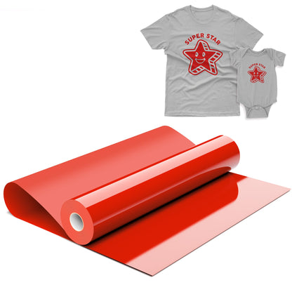 IROHTV Red HTV Heat Transfer Vinyl, 12'' x 10ft Iron on Vinyl Compatible with Cricut All Cutter Machine, Heat Vinyl Roll for DIY, HTV Heat Press Vinyl-Easy to Cut &Weed