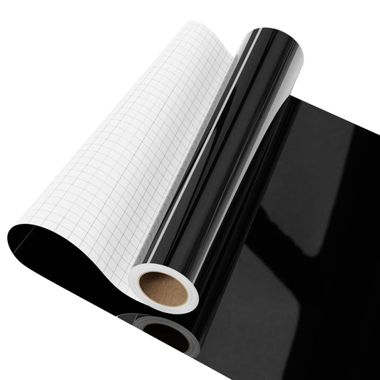 IROHTV Permanent Vinyl Black Vinyl Roll, Compatible with Cricut-12'' x 10FT Adhesive Vinyl for Cutting Machine, DIY for Customization, Durable on Smooth Surface