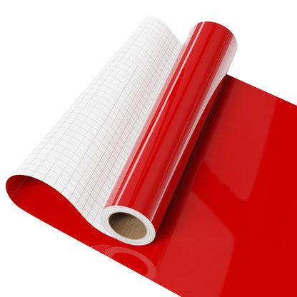 IROHTV Permanent Vinyl Red Vinyl Roll, Compatible with Cricut-12'' x 10FT Adhesive Vinyl for Cutting Machine, DIY for Customization, Durable on Smooth Surface