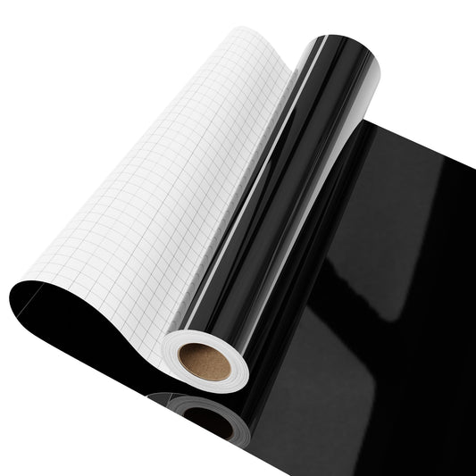 IROHTV Permanent Vinyl Black Vinyl Roll Compatible with Cricut-12'' x 15FT Adhesive Vinyl for Cutting Machine, DIY for Customization, Durable on Smooth Surface