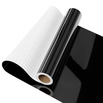 IROHTV Permanent Vinyl Black Vinyl Roll, Compatible with Cricut-12'' x 6FT Adhesive Vinyl for Cutting Machine, DIY for Customization, Durable on Smooth Surface