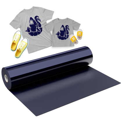 IROHTV Navy Blue Heat Transfer Vinyl, 12'' x 20ft Navy Blue HTV, Iron on Vinyl for Shirts Suitable Fabrics, Heat Press Vinyl for Cricut All Cutter Machine, HTV Vinyl Roll for Heat Vinyl Design