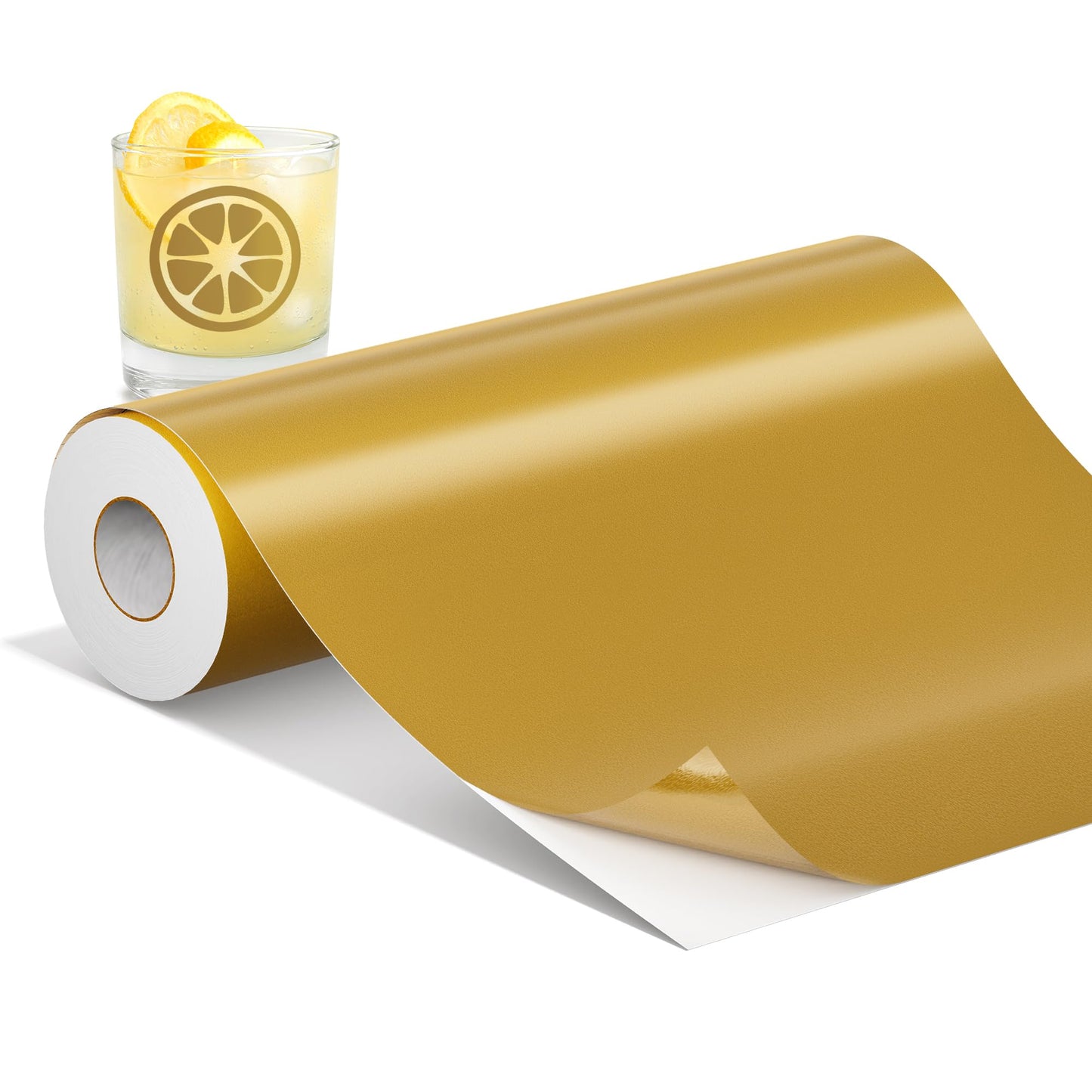 IROHTV Permanent Vinyl Golden Vinyl Roll Compatible with Cricut-12'' x 40FT Adhesive Vinyl for Cutting Machine, DIY for Customization, Durable on Smooth Surface