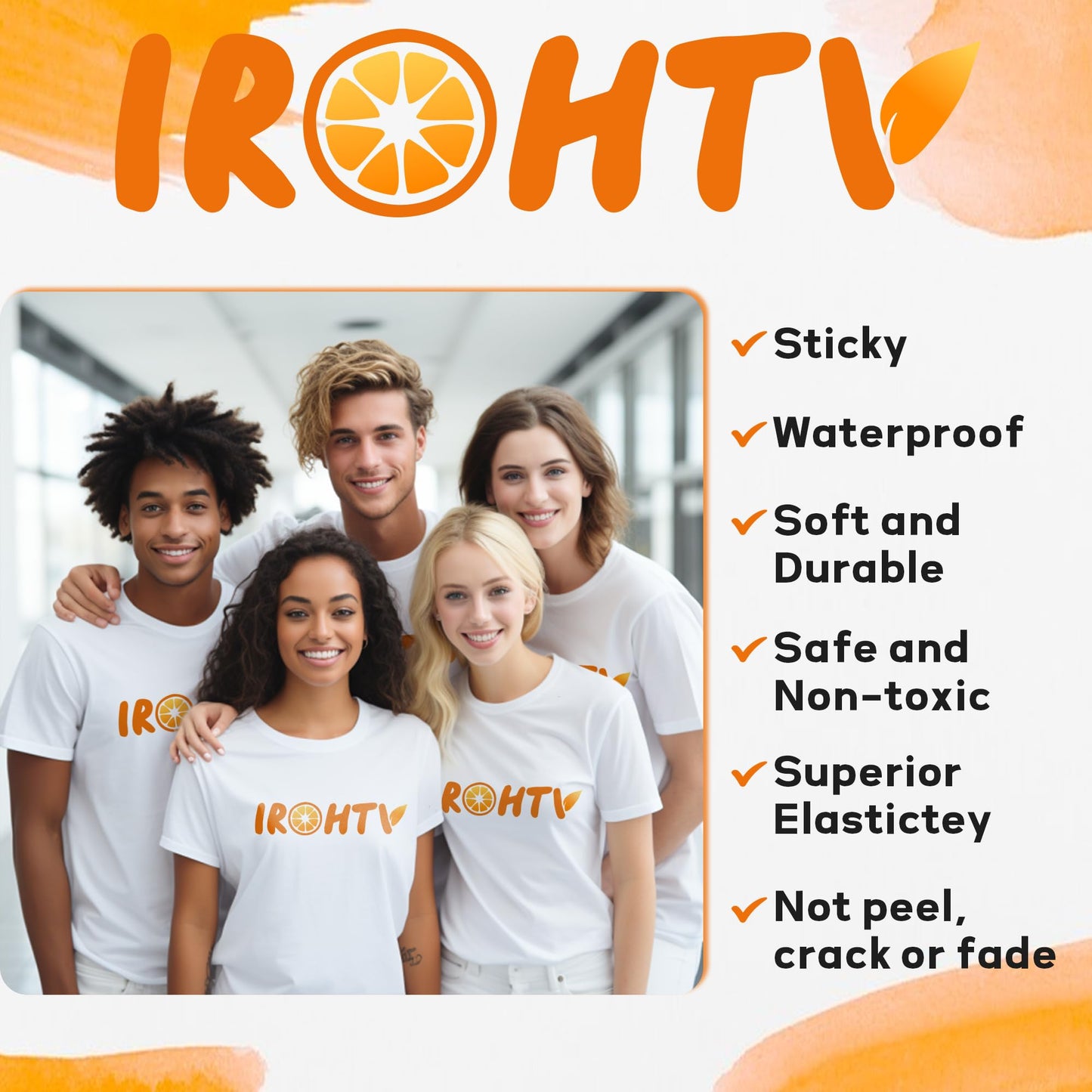 IROHTV Orange Heat Transfer Vinyl, 12'' x 20ft Orange HTV, Iron on Vinyl for Shirts Suitable Fabrics, Heat Press Vinyl for Cricut All Cutter Machine, Easy Weeding HTV Vinyl Roll for Heat Vinyl Design