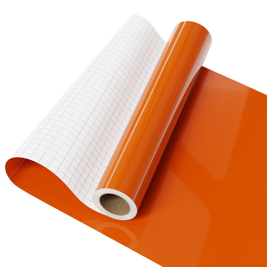 IROHTV Permanent Vinyl Orange Vinyl Roll, Compatible with Cricut-12'' x 6FT Adhesive Vinyl for Cutting Machine, DIY for Customization, Durable on Smooth Surface